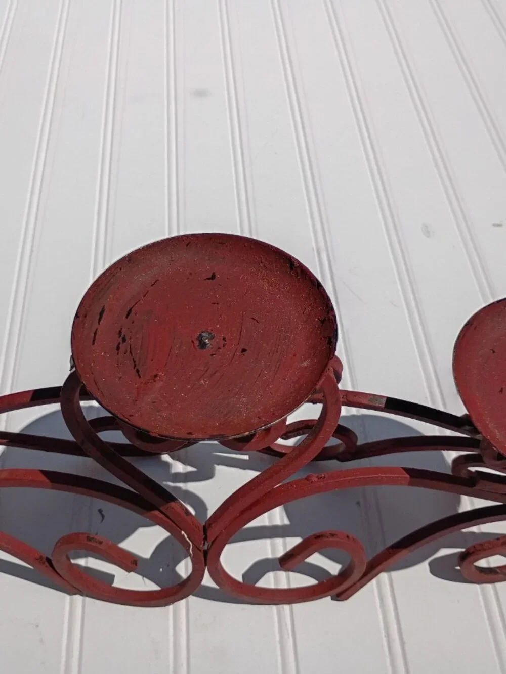 Wrought Iron Candelabra Scrollwork Centerpiece Primitive Candle Holder Farmhouse